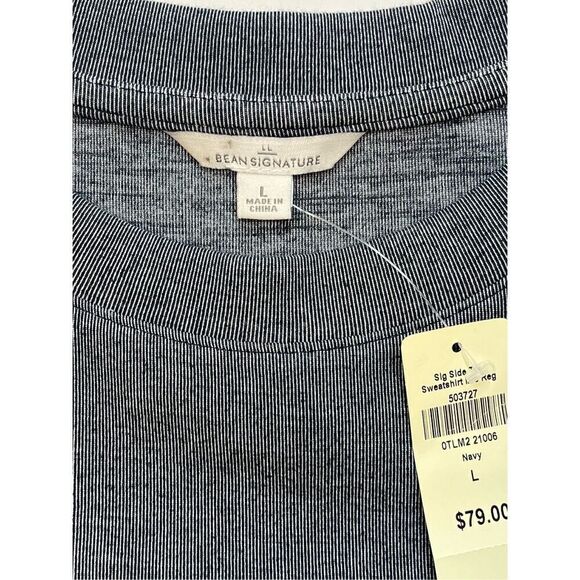 NEW L.L. Bean Signature Short Sleeve Side Tie Heather Navy Sweatshirt Size Large - Picture 2 of 8